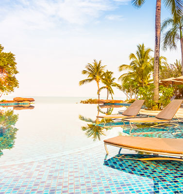 pool at sunset in a luxury resort